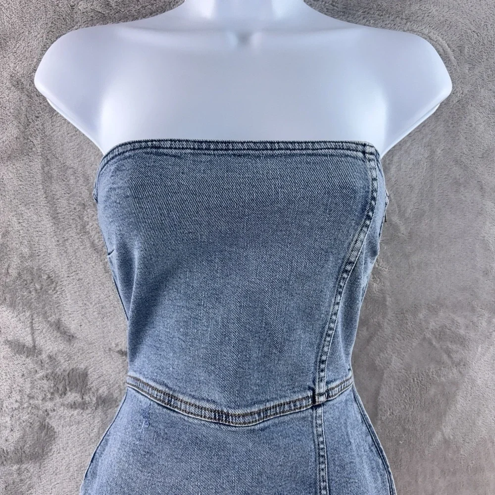 SER.O.YA Leighton Dress Womens Size XS Blue Denim Strapless Mini Bodycon - Picture 3 of 8